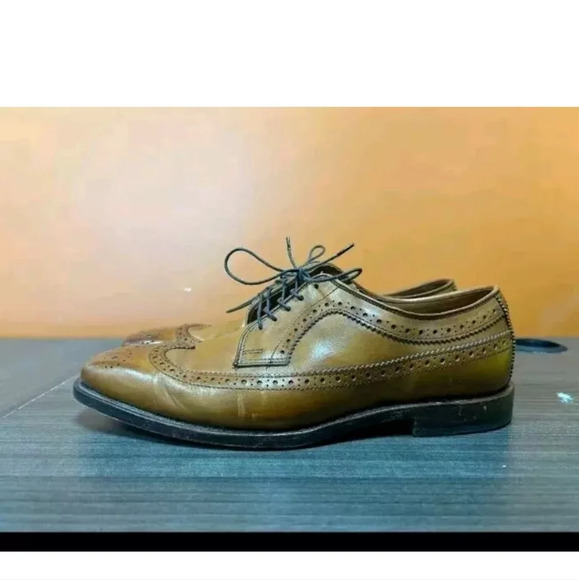 Allen edman Player's Wingtip Blucher Tan Mens shoe Size 7.5d - Picture 5 of 8